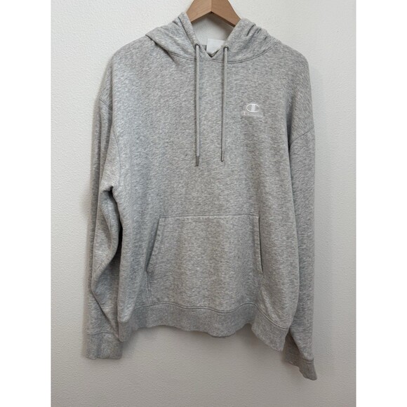 Champion Hoodie Men L Light Gray C Logo Sweatshirt  Pullover Classic Excellent - Picture 1 of 7